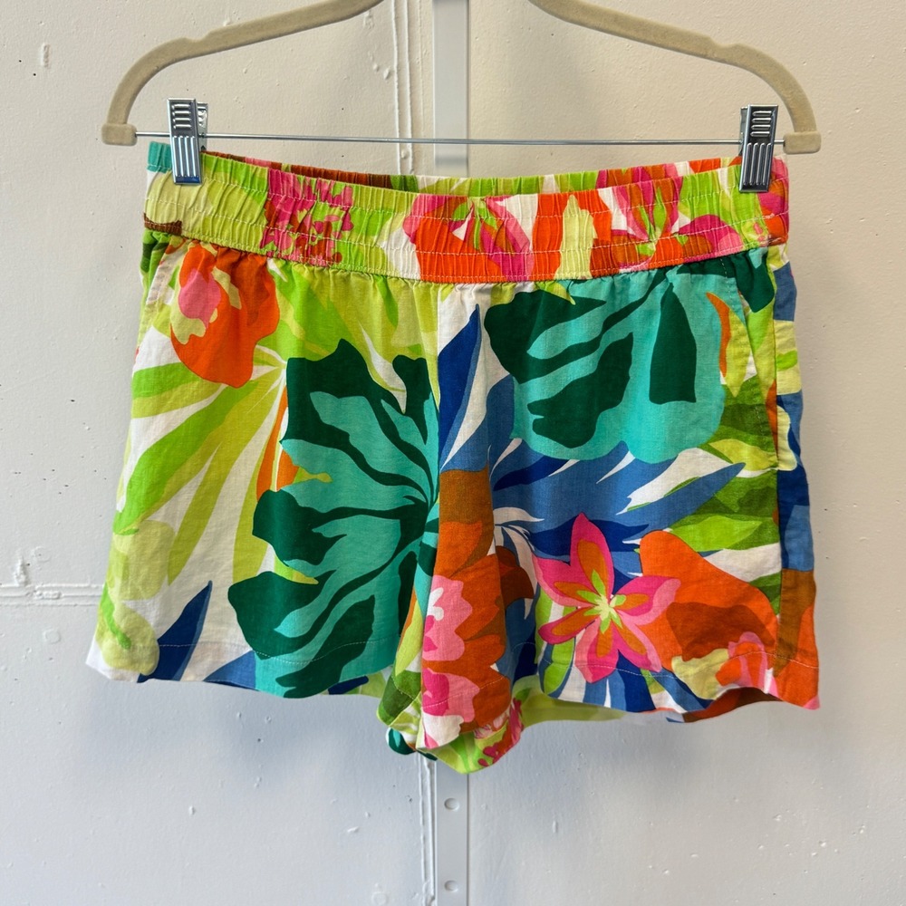 Future Collective Alani Noelle Tropical Floral Linen Blend Shorts Multi Color Sm